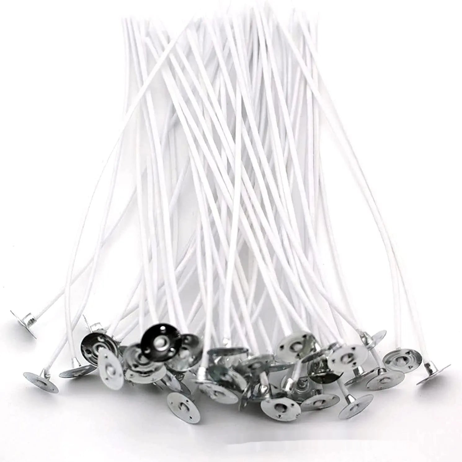 White cotton candle wicks showing three different lengths for DIY candle making projects
