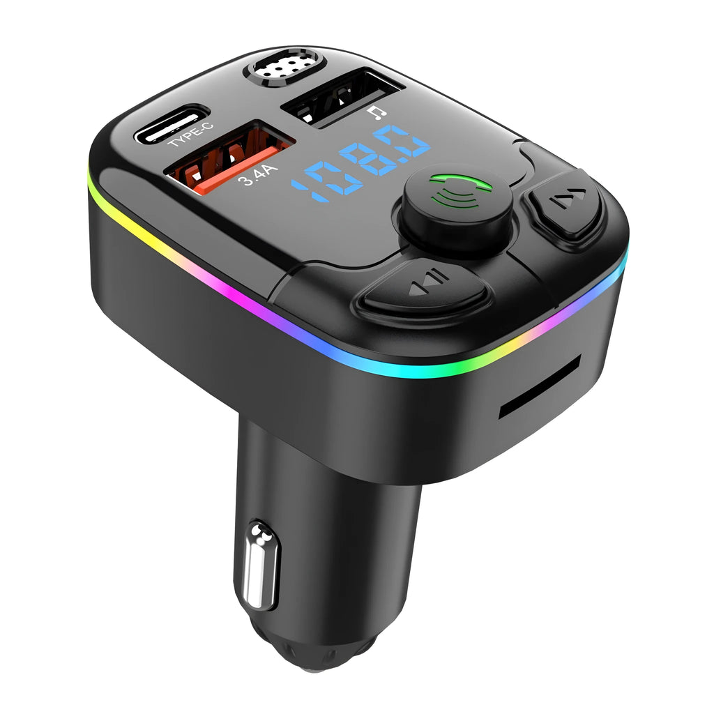 C9 vehicular Bluetooth MP3 player with hands-free call FM transmitter and PD fast charge showing 1.1 inch screen and ABS body