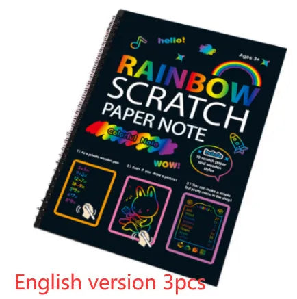 Children's large scratch art paper with colourful puzzle design revealed through scraping technique