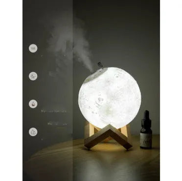 Lunar humidifier night light with 13cm spherical PVC design and LED lighting