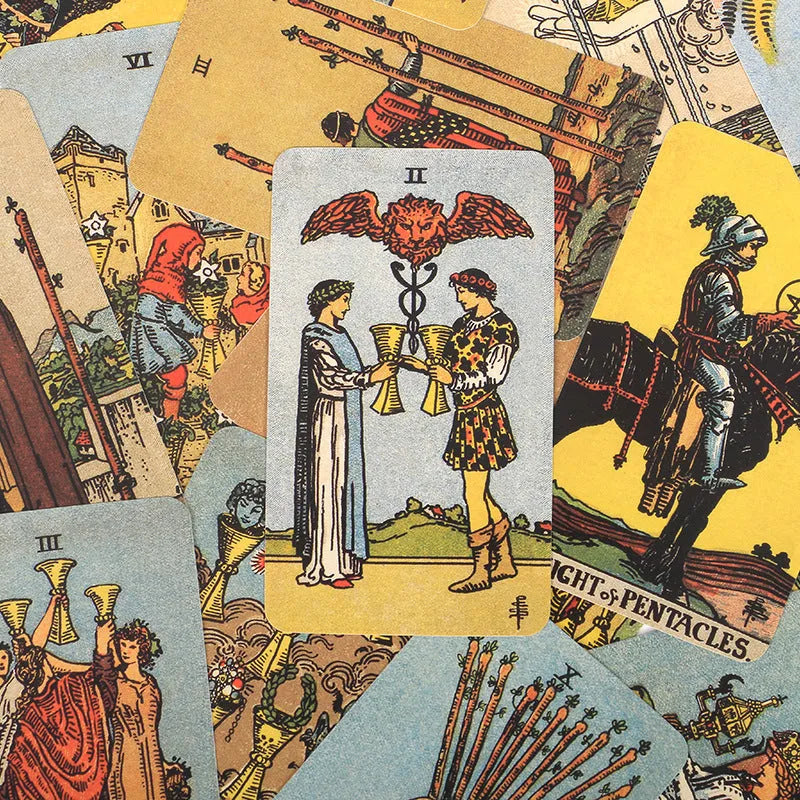 Borderless Waite tarot cards, 78-card coated paper deck, 10.3 x 6cm cards with box and electronic manual