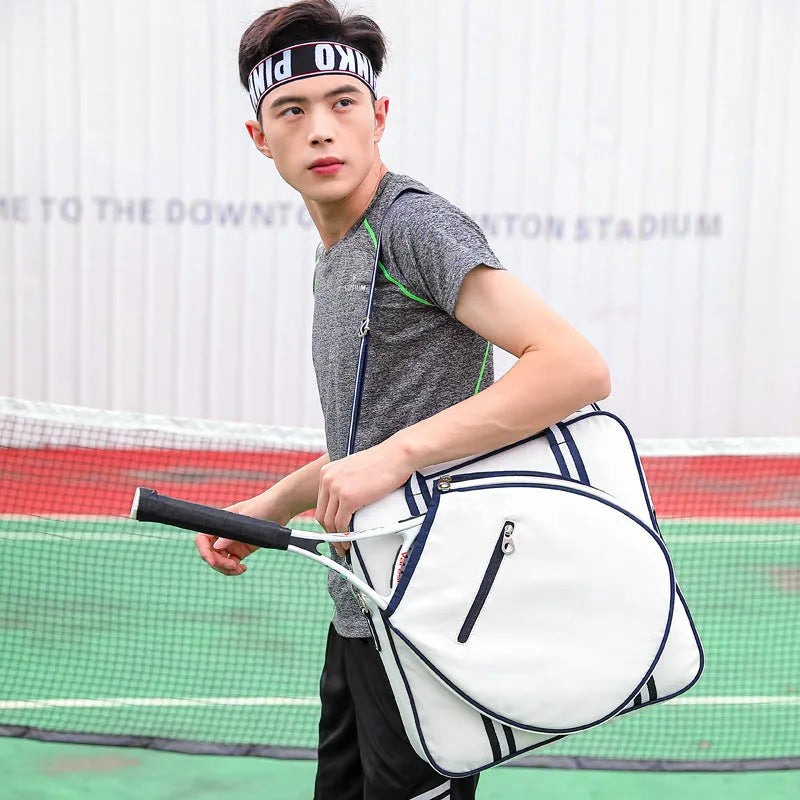 Korean style tennis pack in Oxford cloth with crossbody shoulder strap, blue colour