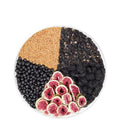 Mulberry flaxseed fig tea bags in packaging showing various pack size options with cup included