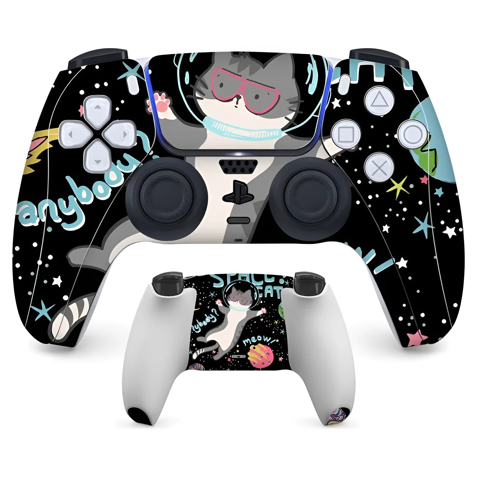 PS5 DualSense controller protective sticker set with micro-frosted PVC front and back decals