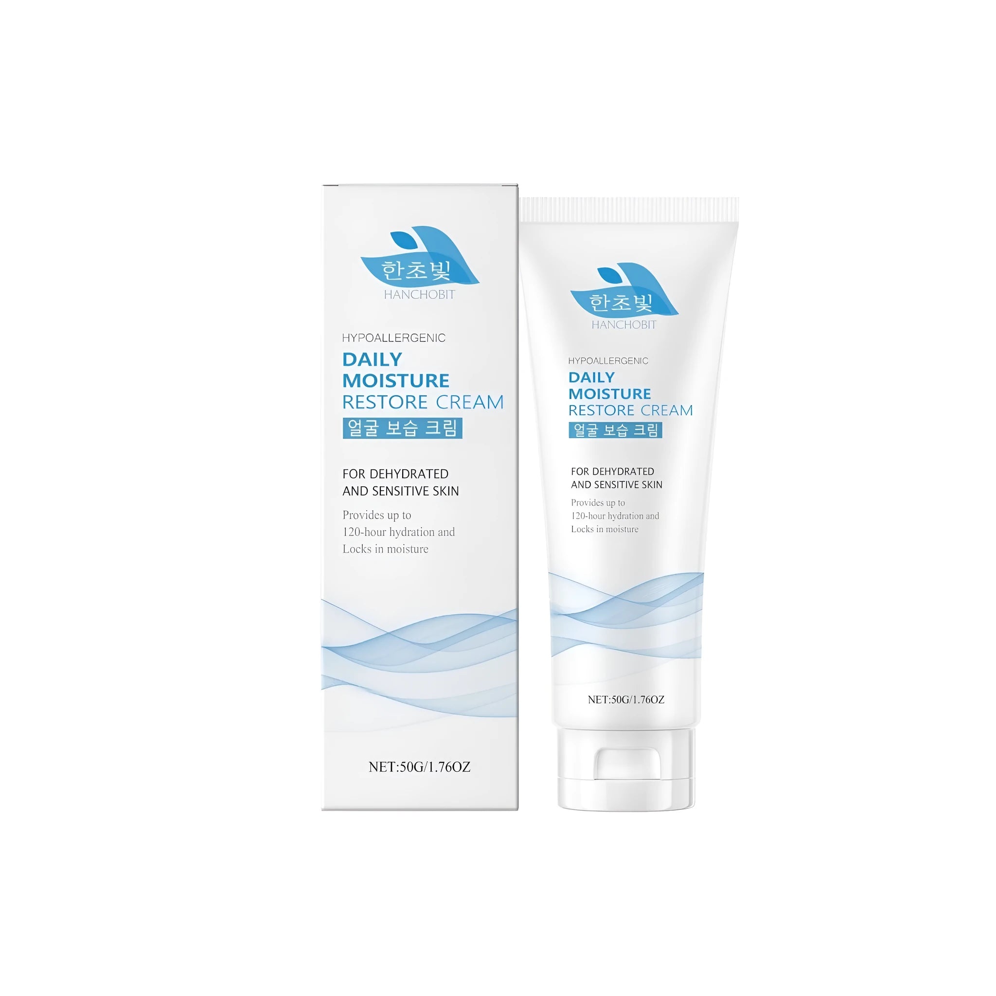 50g container of facial moisturising cream with hyaluronic acid and ceramide NP formula
