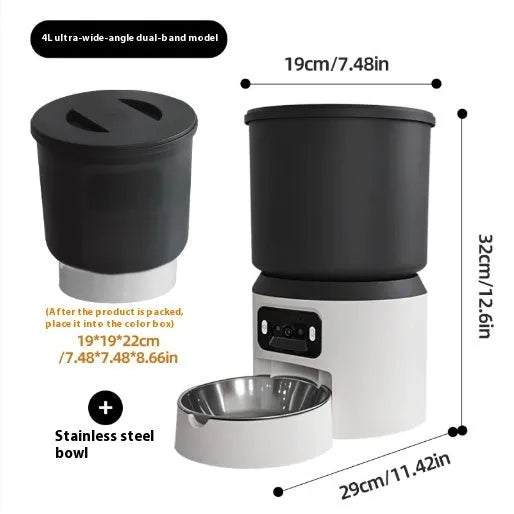 4L smart pet feeder with Wi-Fi connectivity and optional video monitoring