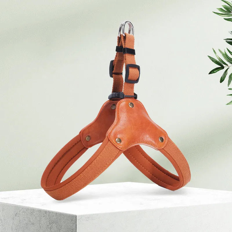 Portable Y-shaped dog leash harness in military green colour for anti-escape walking and training