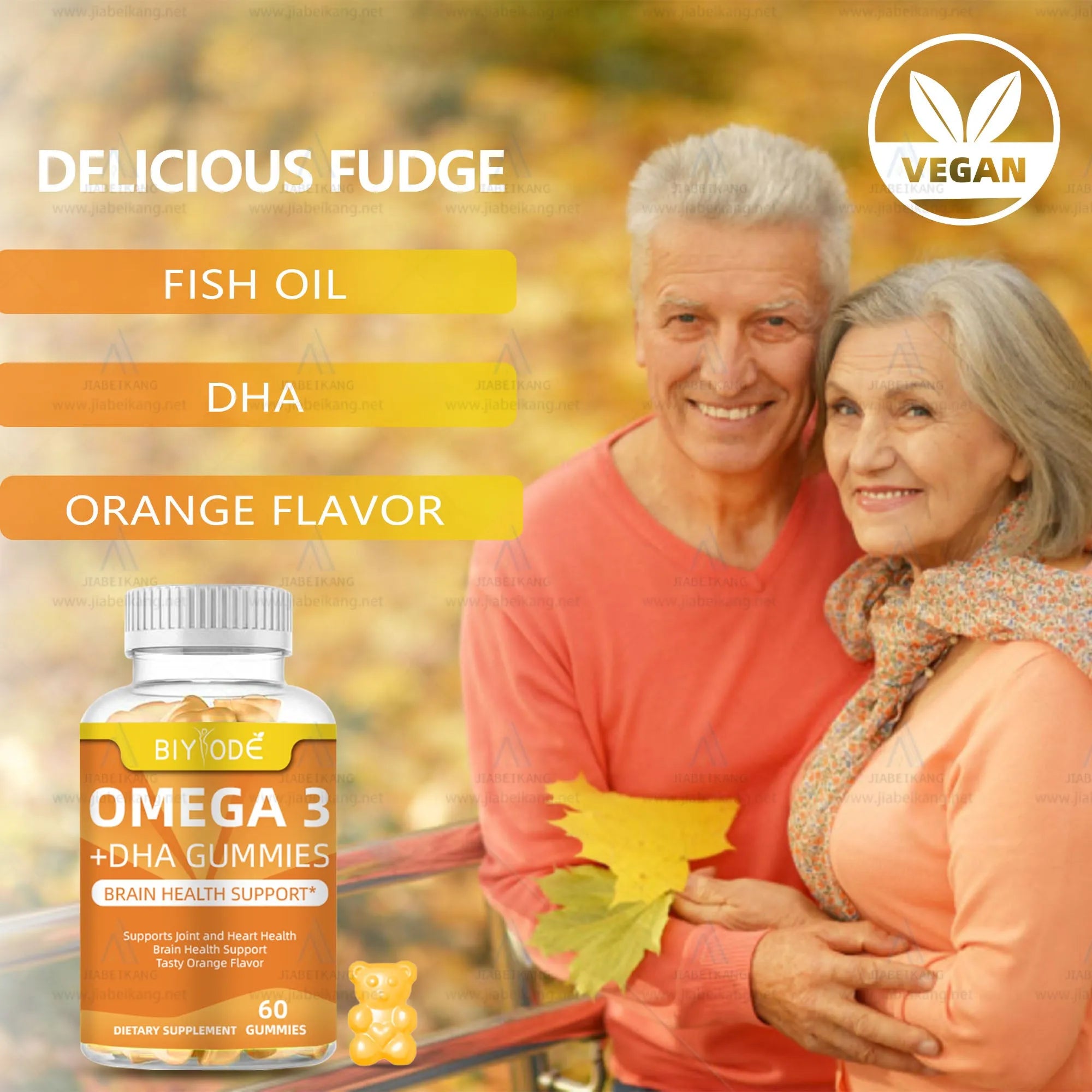 Bottle of DHA algae oil gummies for kids – plant-based brain support gummy candies