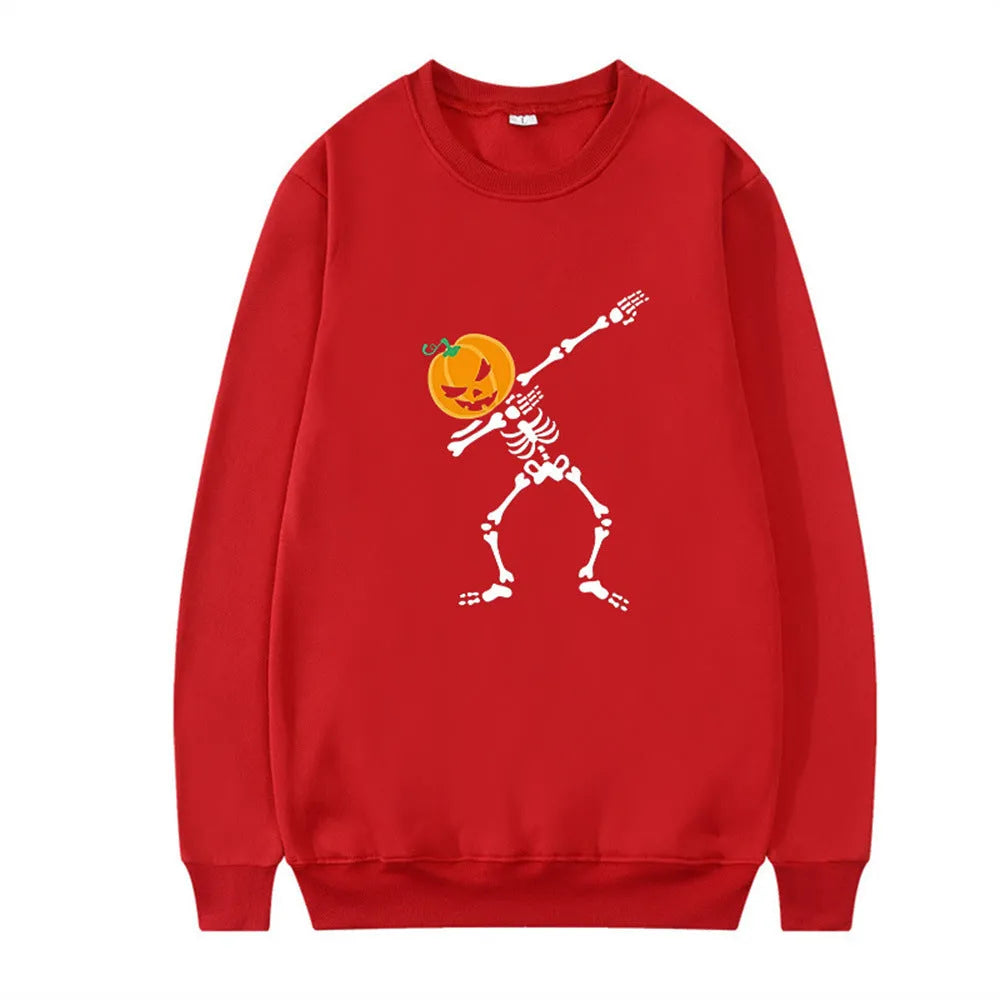 Women's printed crew neck long sleeve top in polyester cotton fabric for autumn winter sports leisure wear