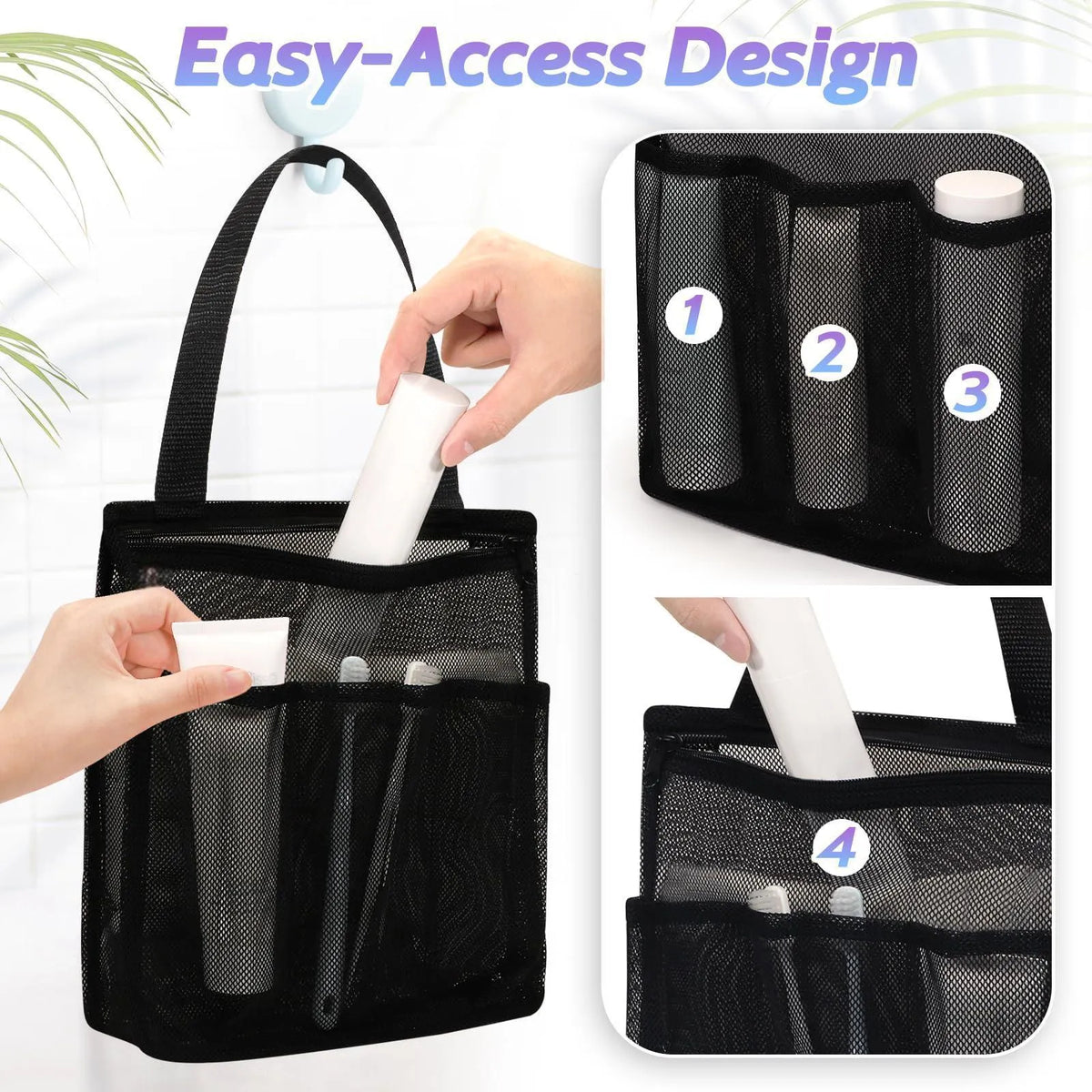 Black and pink large capacity polyester swimming gym bag with mesh pockets and dry wet separation compartments.