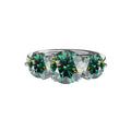S925 silver moissanite ring flower shape 4 karat three-life stone 14mm women's ring