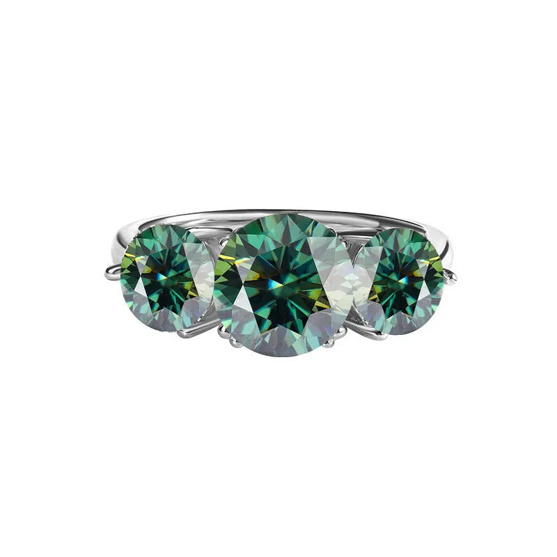 S925 silver moissanite ring flower shape 4 karat three-life stone 14mm women's ring