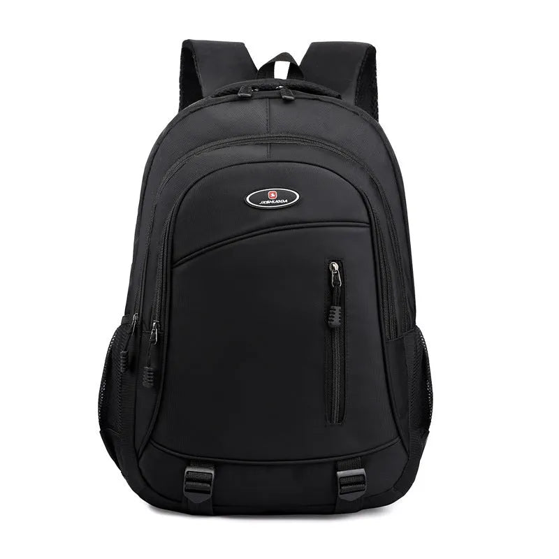 Nylon backpack in four colours with airpillow straps and contrast stitching.