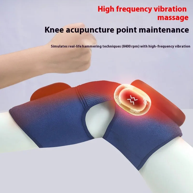 Airbag Blue self-heating knee massager unit for vibration, heating, and air pressure therapy.