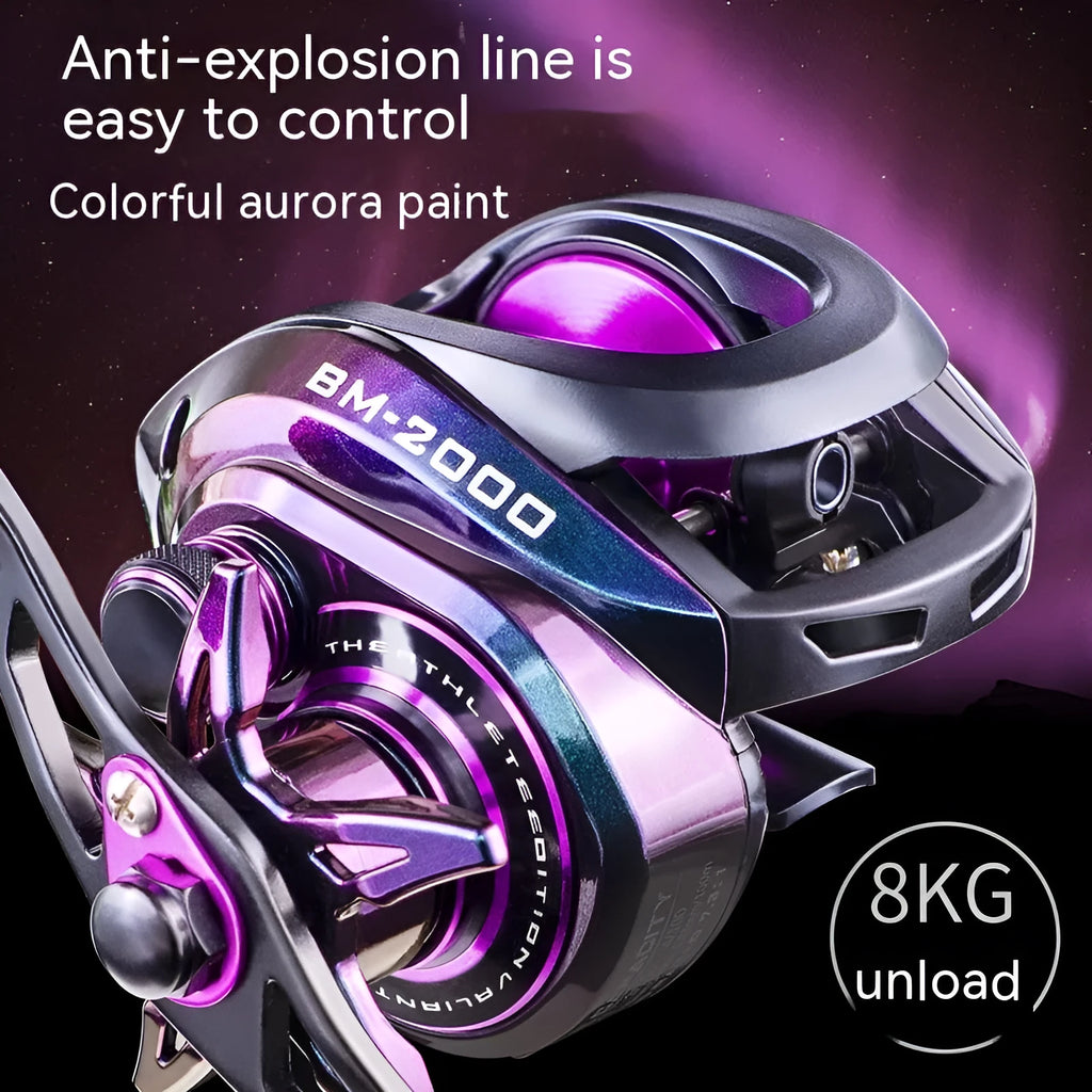 BM2000 fishing reel with magnetic brake and water drop shaped body
