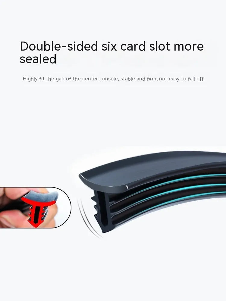 Silicone dashboard seal strip for Outlander car, showing length and double-sided card slots.