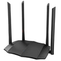 Black AC8 gigabit dual-band wireless router showing three Ethernet ports on back panel