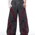 Retro three-dimensional keel design casual sports pants in grey viscose fabric