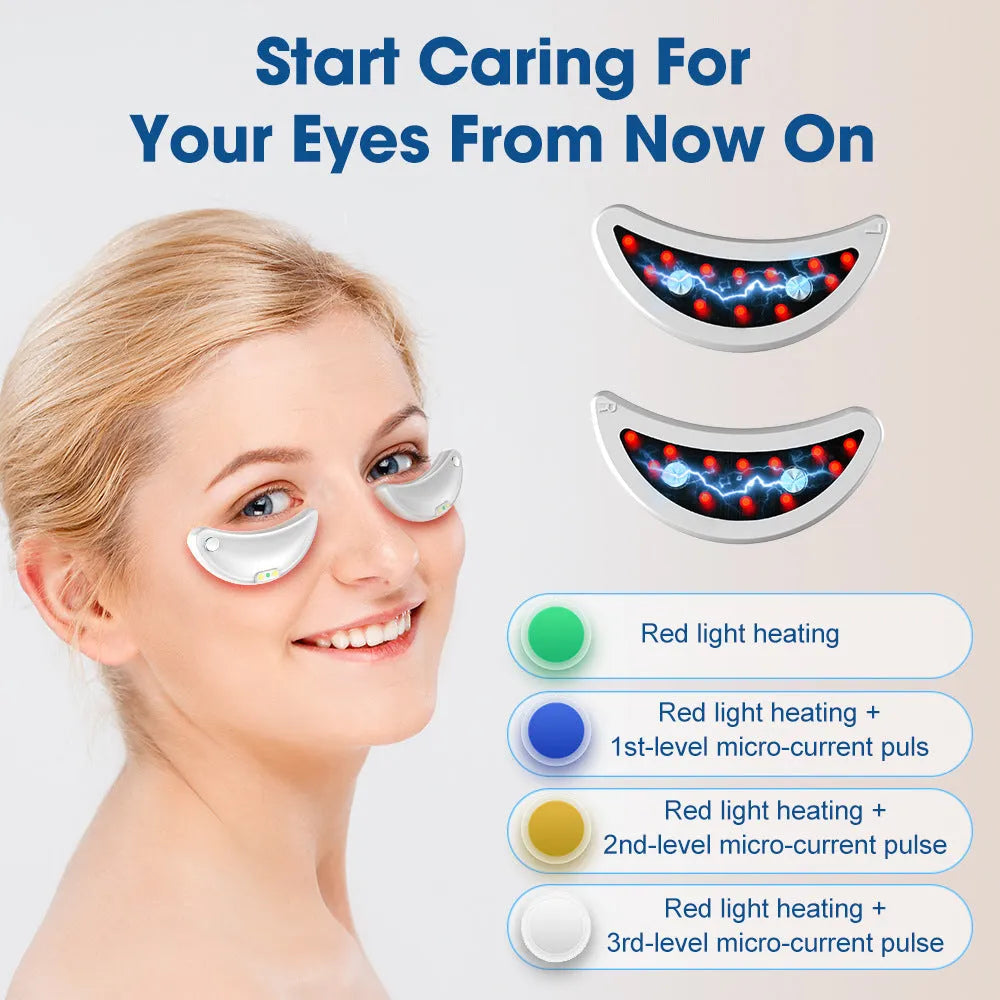 White wireless red light and EMS electric eye and facial massager device.