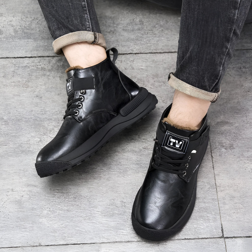Martin Boots men's high-top platform ankle boots with velvet-effect artificial PU upper and rubber sole