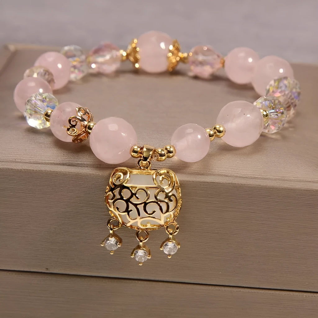 Yellow agate crystal bracelet with gold silk thread and adjustable sliding knot closure