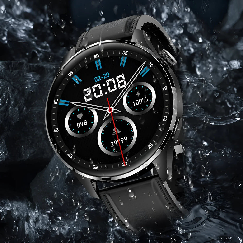Smart watch with round colour screen and black silicone strap on a wrist