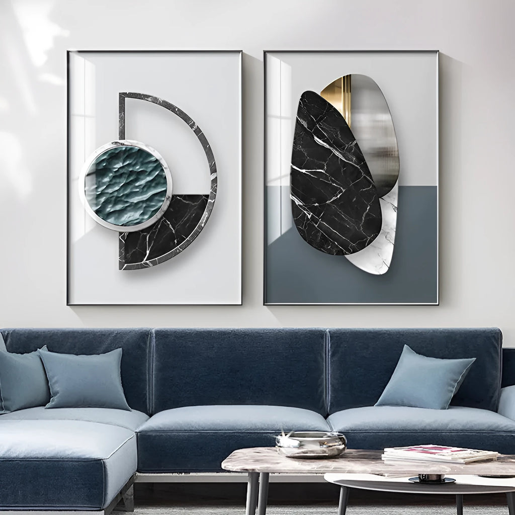 Abstract geometric pattern canvas wall painting in modern style