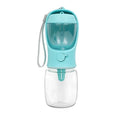Blue portable dog drinking cup with split water grain design showing 550ml capacity markings