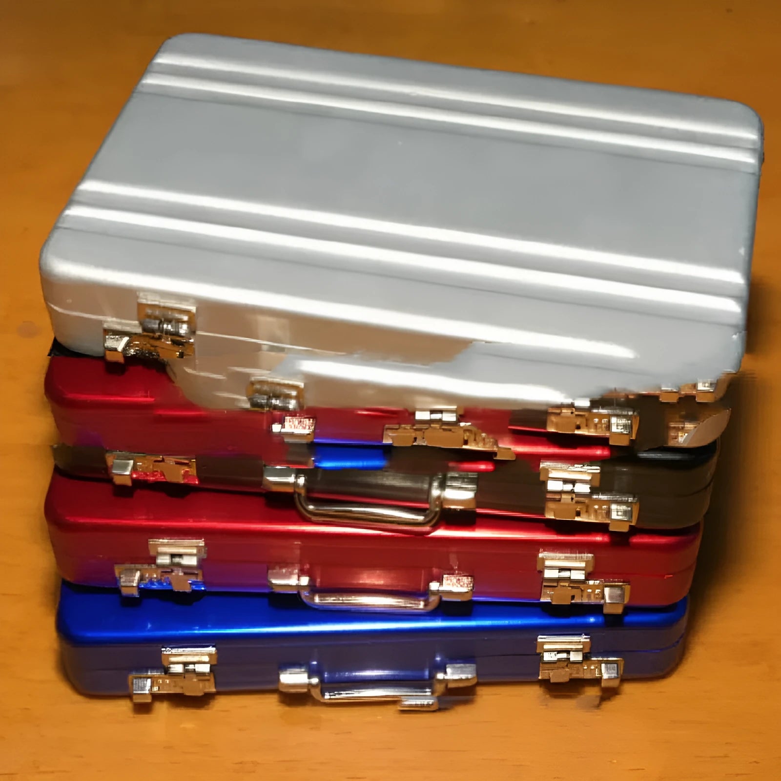 Aluminium metal card holder in six colours with 100x65x16mm dimensions