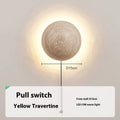 Yellow cave stone semicircle wall lamp with vintage design and pull switch