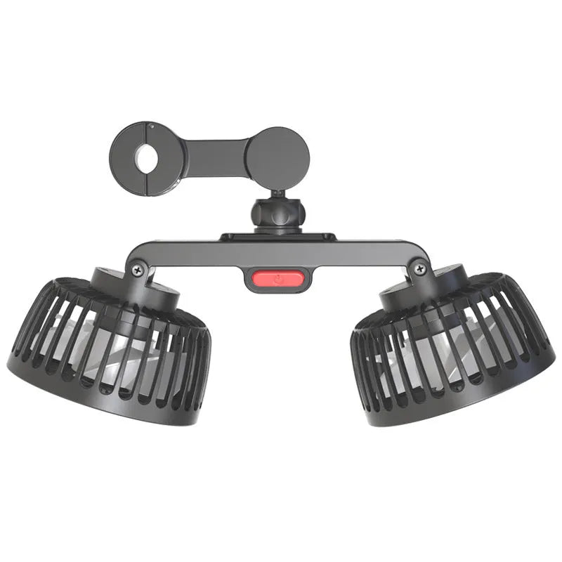 Black car USB rear electric fan with single head and adjustable settings for vehicle passenger cooling