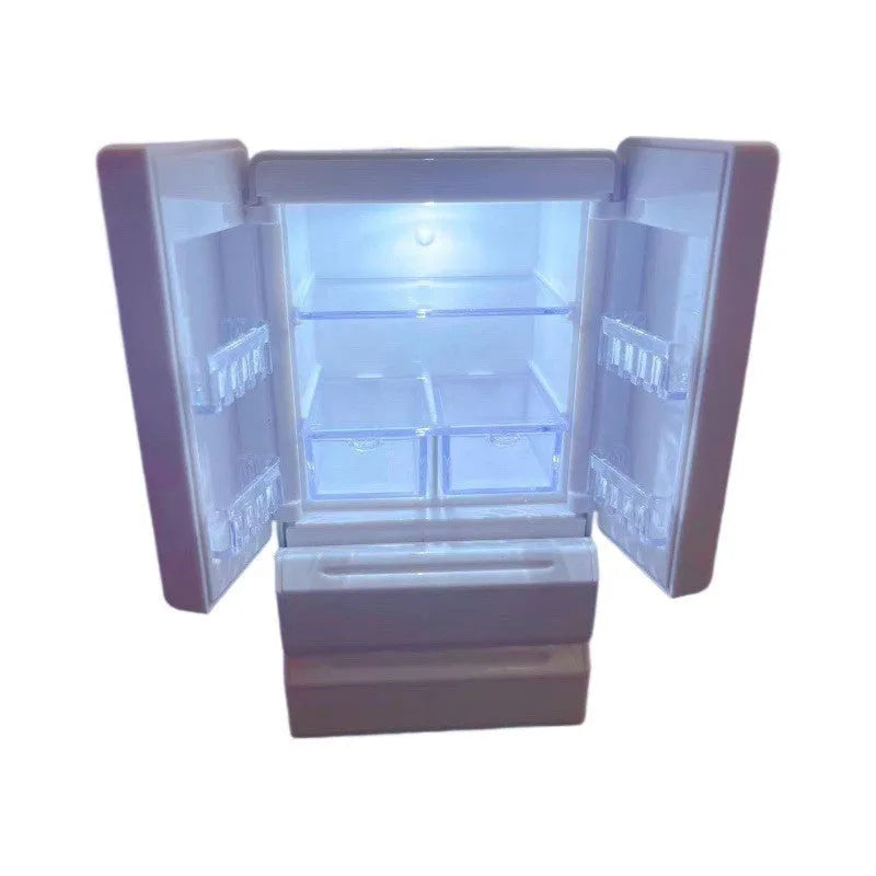 White plastic miniature candy toy model with light-up feature showing 11.4cm height dimensions