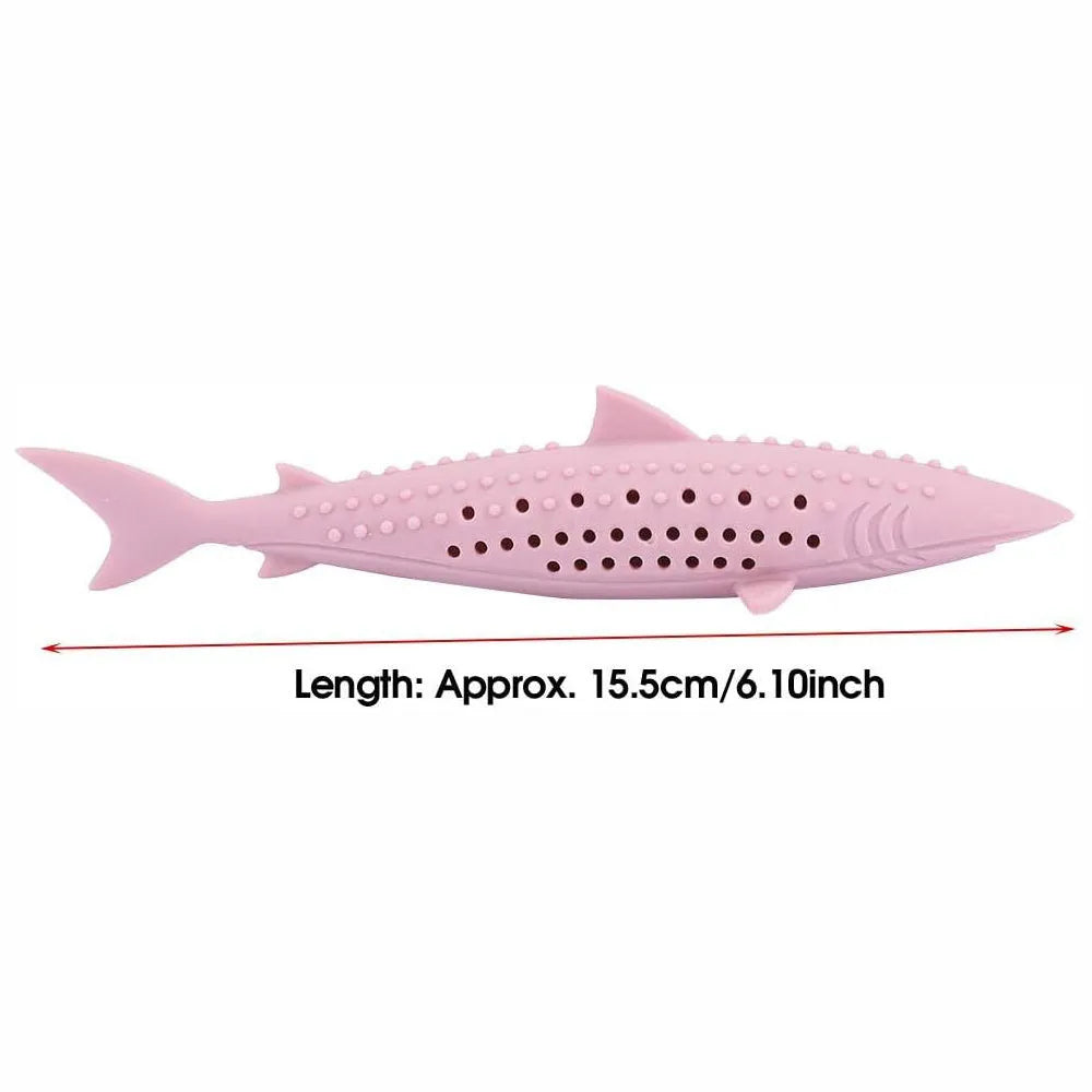 Green pink purple silicone cat fish chew toy with dolphin shape and breathable side holes