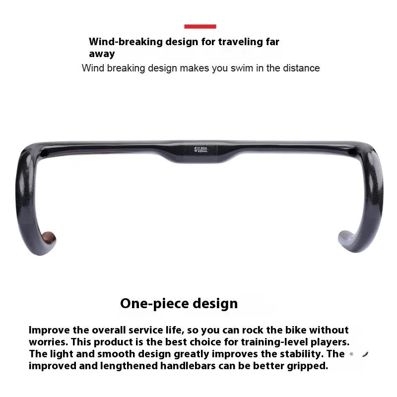 Carbon fibre road bicycle drop bar handlebar in Black Grey Silver, shown in 400mm, 420mm, and 440mm width options.