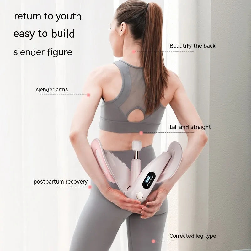 Pelvic floor muscle trainer repair device with counting function in blue, grey, green, and pink colour options.
