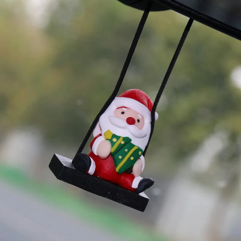 Christmas car rearview mirror pendant resin Santa Claus cartoon style hanging ornament 4.5x3x5cm