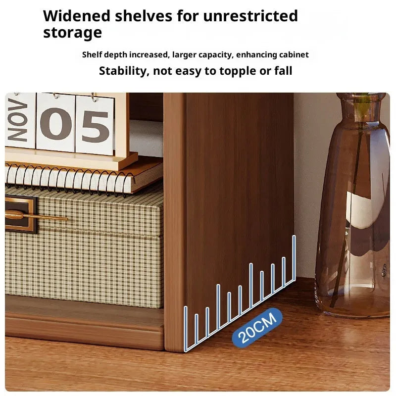 Desktop bookshelf desk storage rack three layers 50cm wide density board dark walnut colour finish