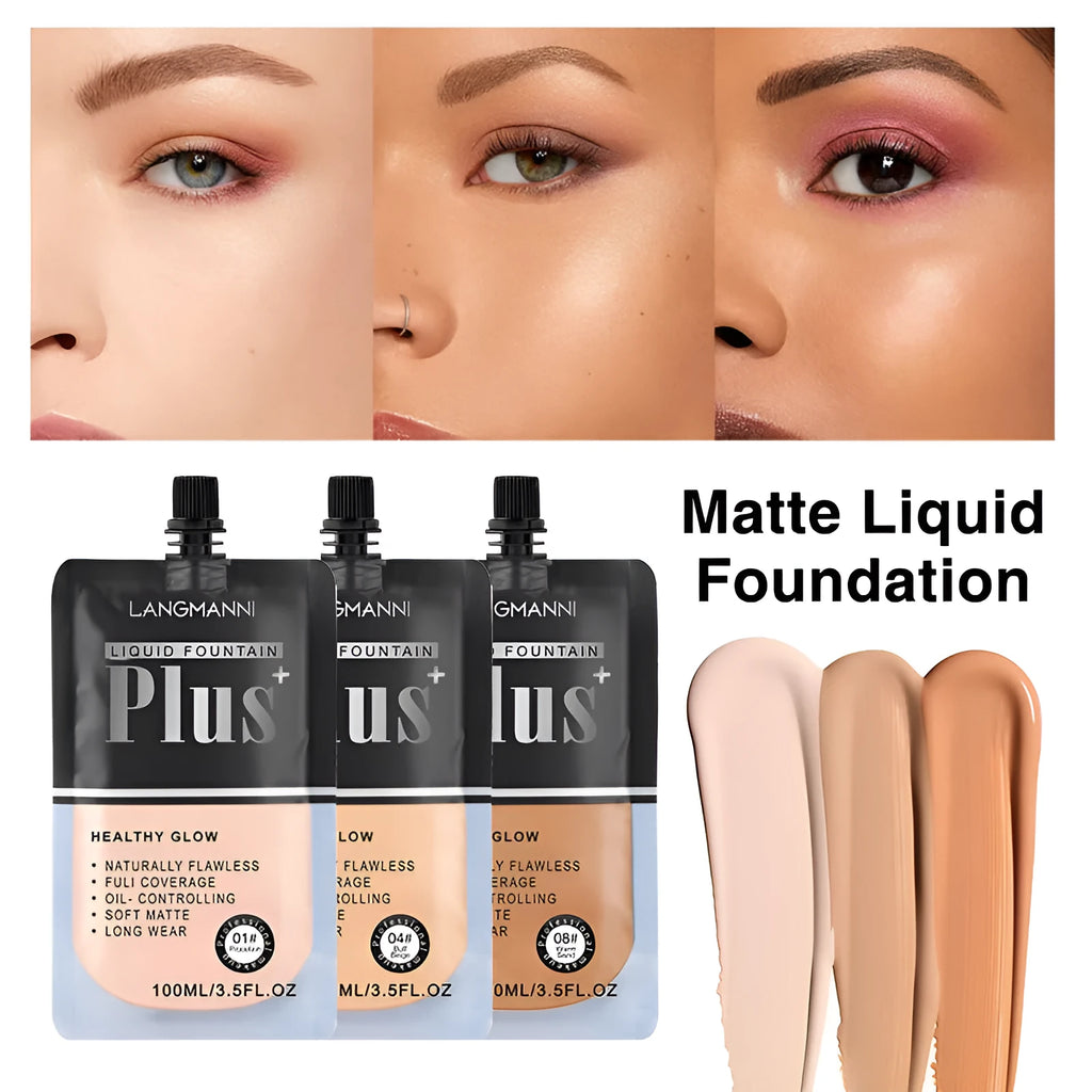Liquid foundation tube with oil control concealer brightening 8 colours 01 to 08 19.5cm size
