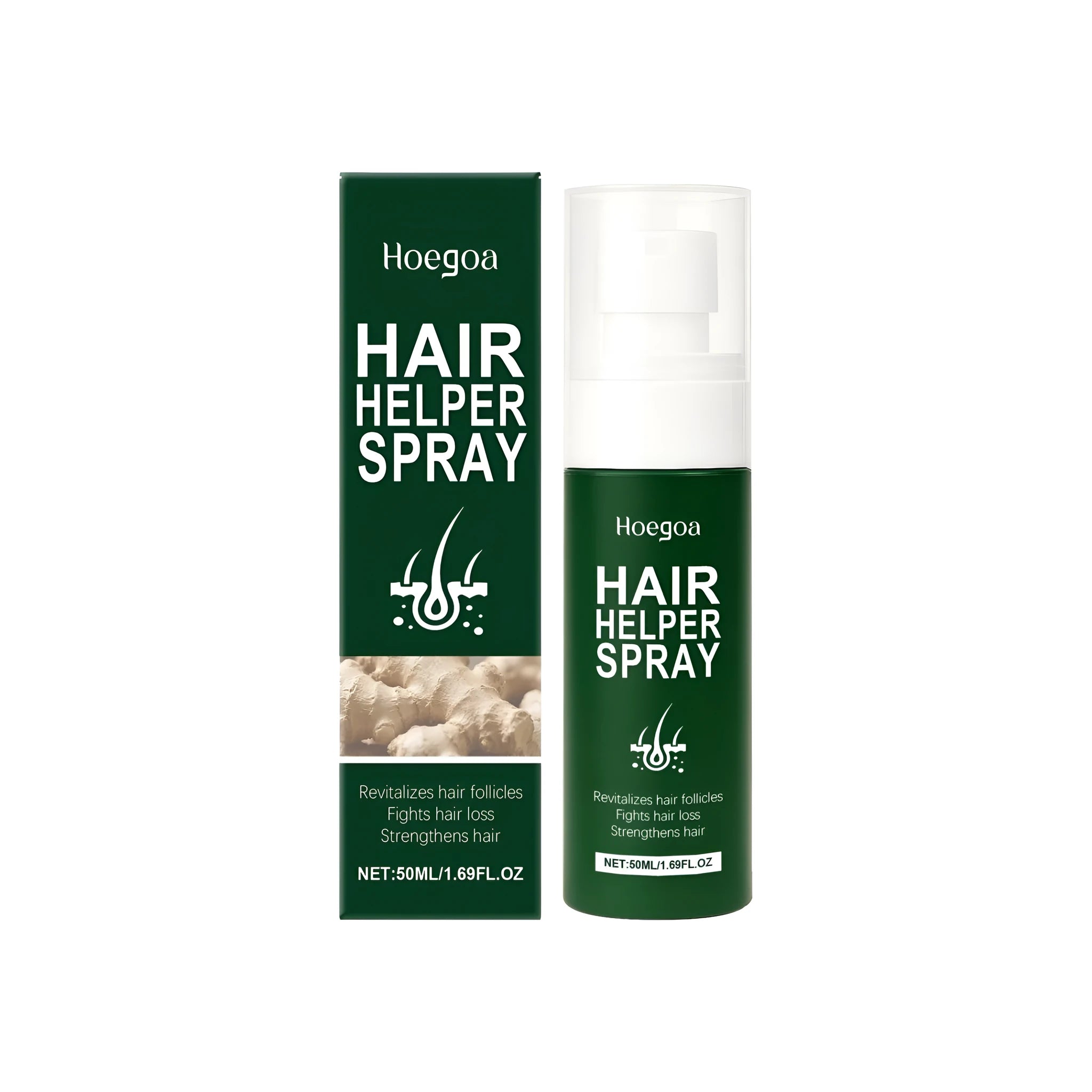50ml Hair Helper Spray bottle with ginger root oil and botanical extracts for hair styling