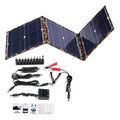 Black foldable 36W solar panel with car charger and accessories for outdoor power