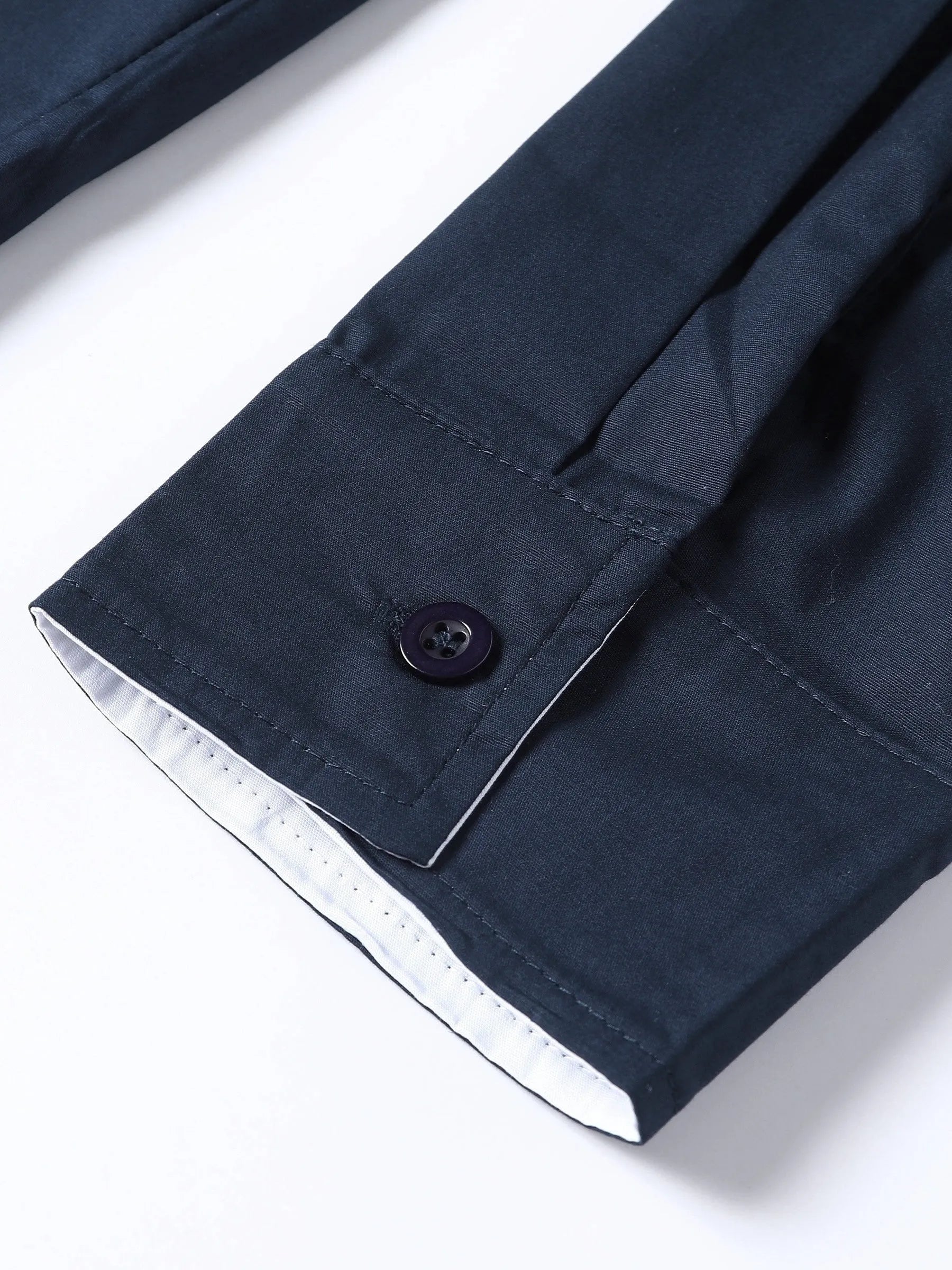 Long-sleeved contrasting colour shirt for teenage men in Navy blue with button front