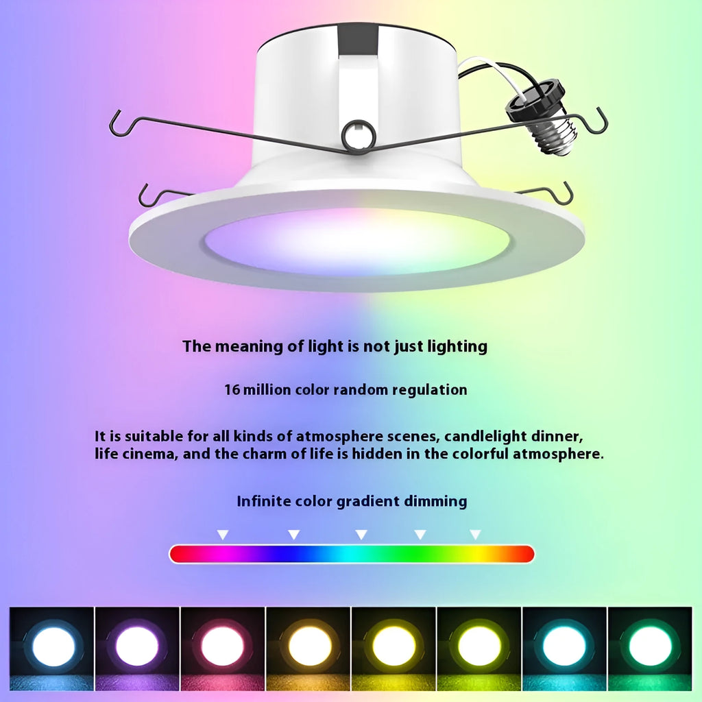 Smart WiFi Bluetooth RGBW colour changing ceiling lamp with remote control and mobile app display