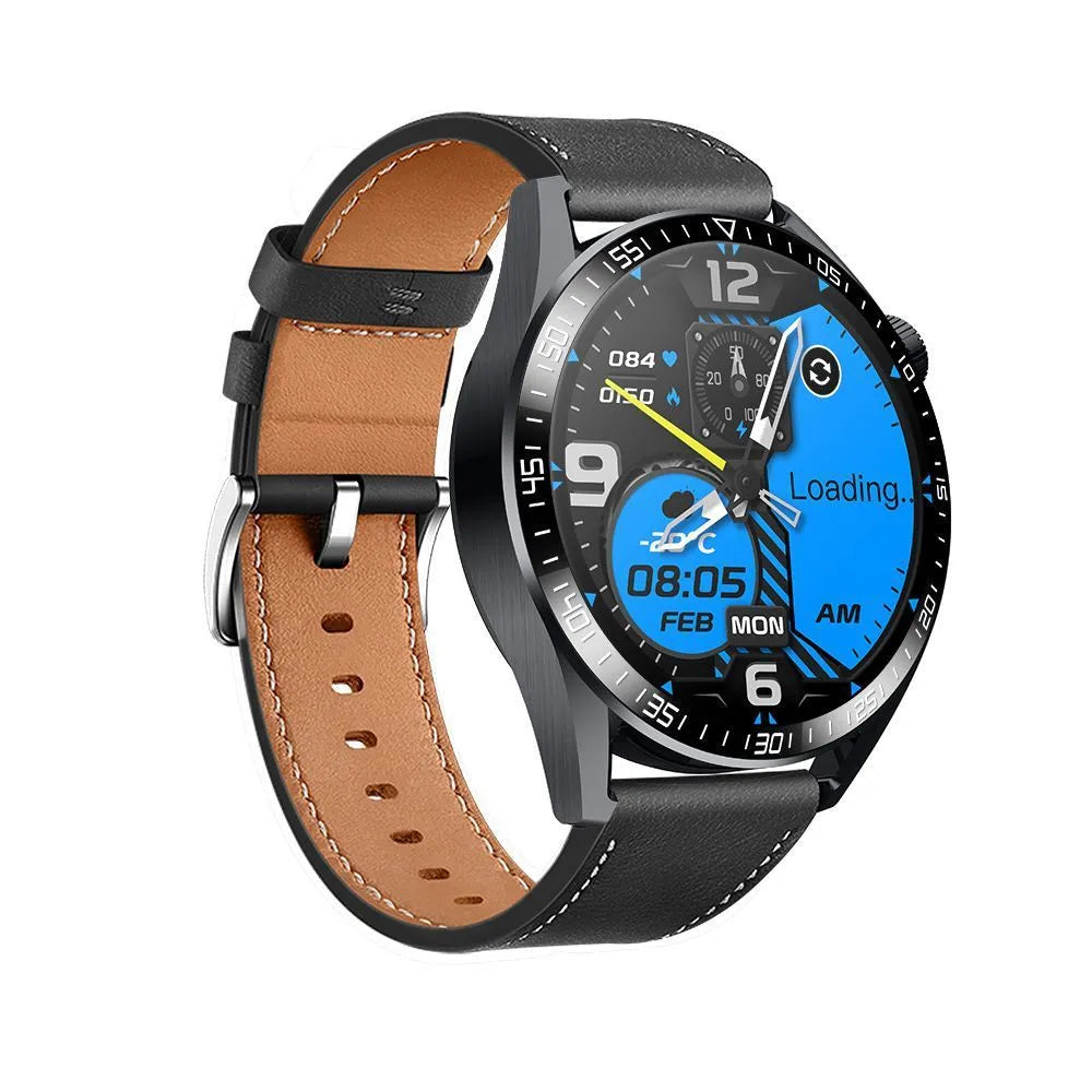 GS3 Max smartwatch in black or silver on silicone strap, showing 1.35-inch IPS screen displaying health stats.