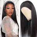Headband wig with long synthetic hair in straight and curly styles, in black and wine red colours.