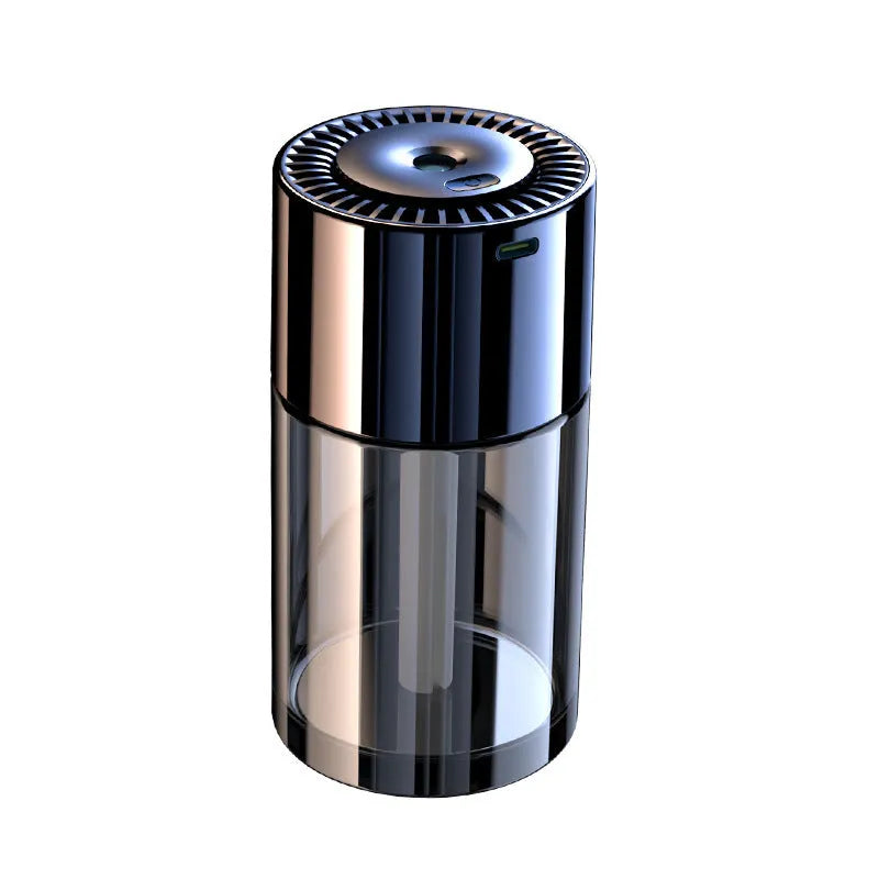 Glass AI intelligent spray perfume humidifier on a desk with USB cable.