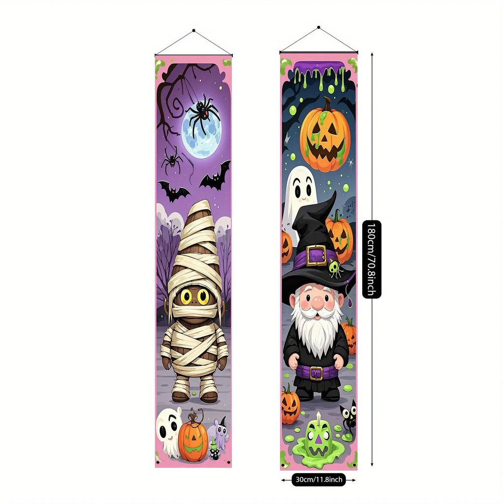 Halloween couplet hanging flag banner measuring 30x180cm in polyester fabric