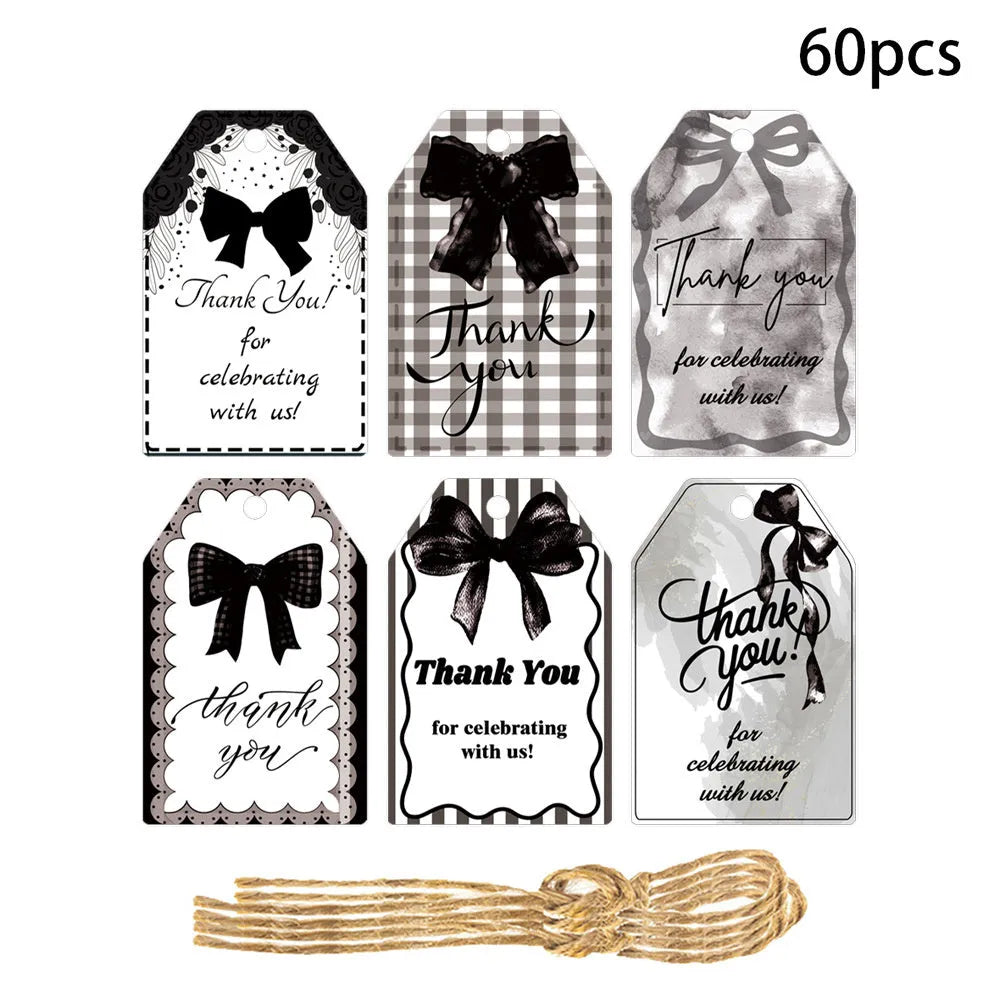 Creative bowknot design gift tags with hemp rope for birthday party present labelling