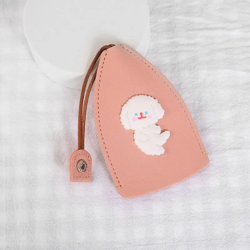 Cartoon pull-out car key case in PU leather with various design options including cactus, rabbit, and fruit themes