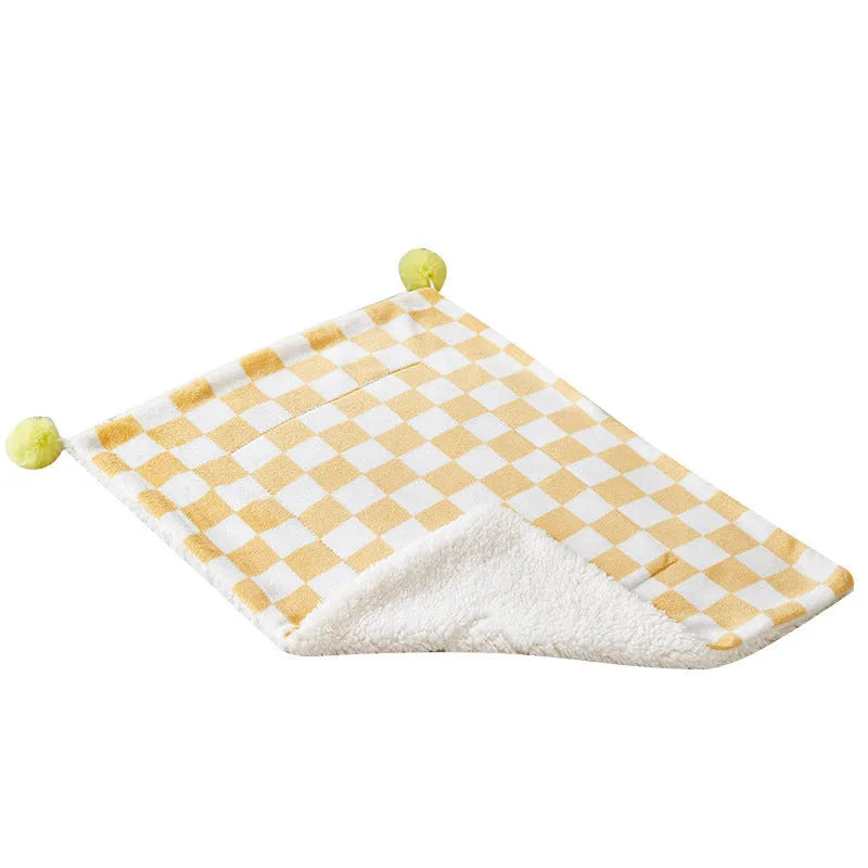 Plaid pattern pet blanket for cats and dogs on furniture with soft fleece material