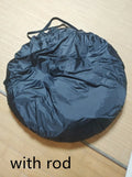 Black pop-up car tail tent with quick throw setup shown unfolded to 200x200x200cm dimensions